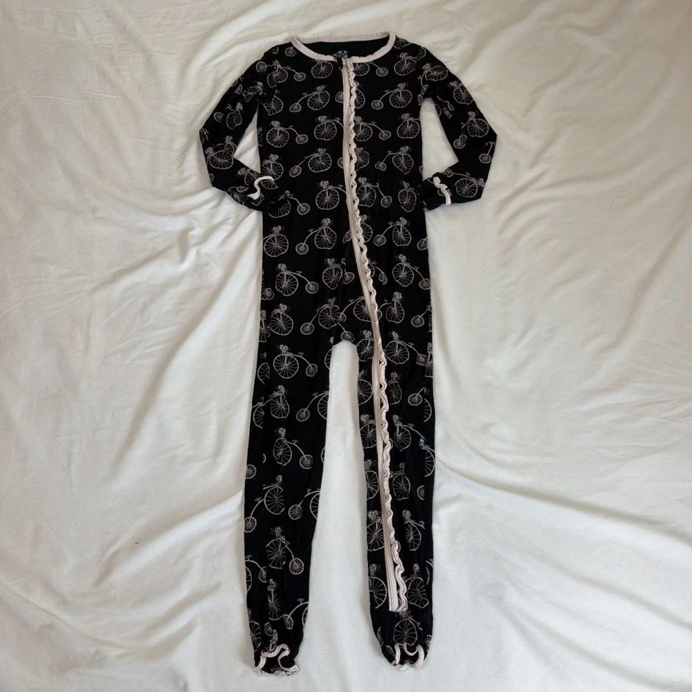 Kickee Pants Bamboo Viscose Pajama‎ One Piece Girls Bicycle Size 6 Year Kids